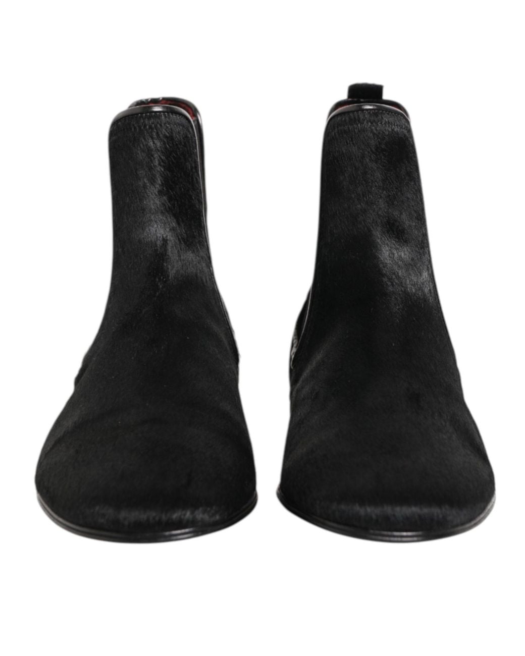 Dolce & Gabbana Black Leather Fur Chelsea Boots Shoes 90Lf+Kangaroo for men