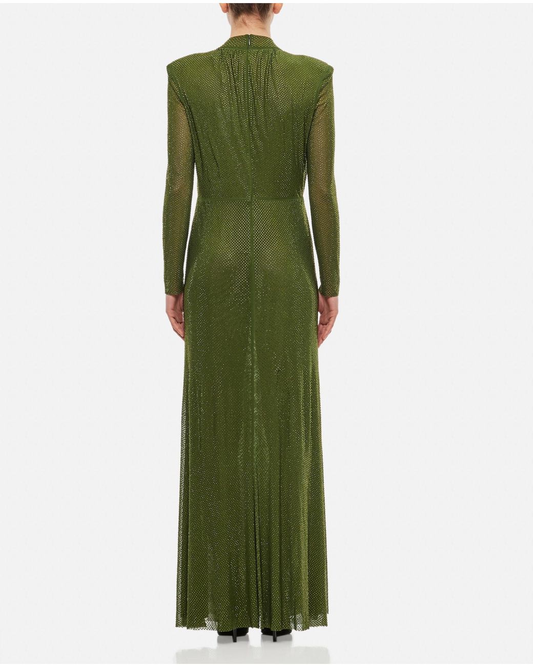 olive green rhinestone maxi dress Self-Portrait Olive Green Rhinestone Maxi Dress