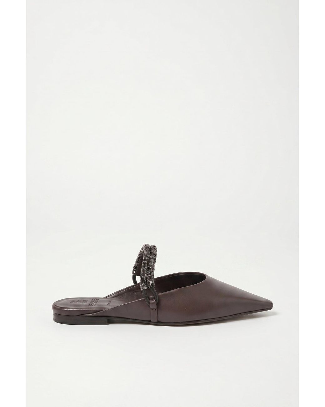 Brunello Cucinelli Black Dark Leather Flats