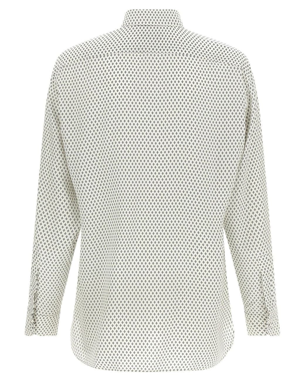 Tom Ford White Diamond-Print Silk Crepe Shirt for men