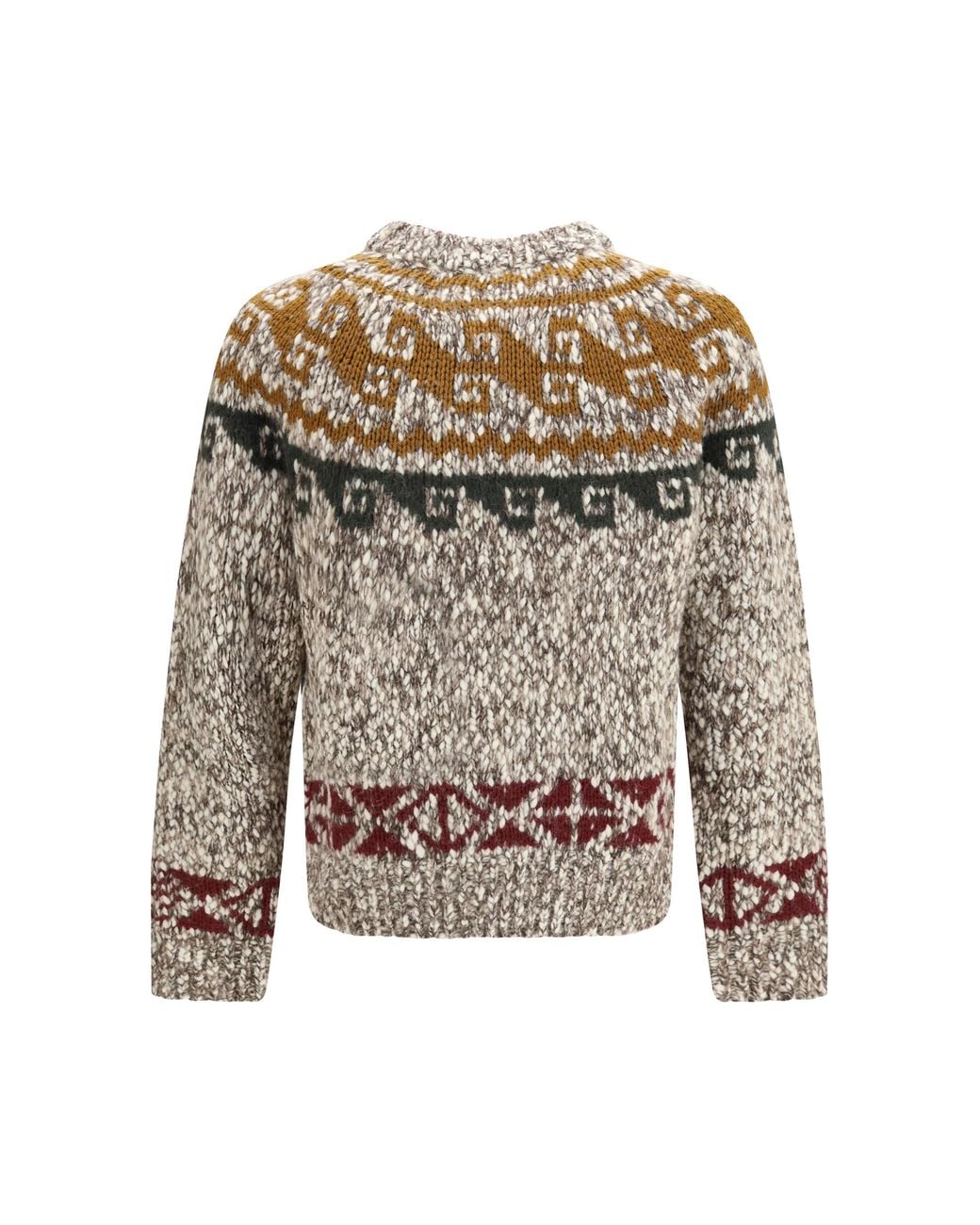 Moncler White Geometric Jacquard Wool-Blend Sweater for men