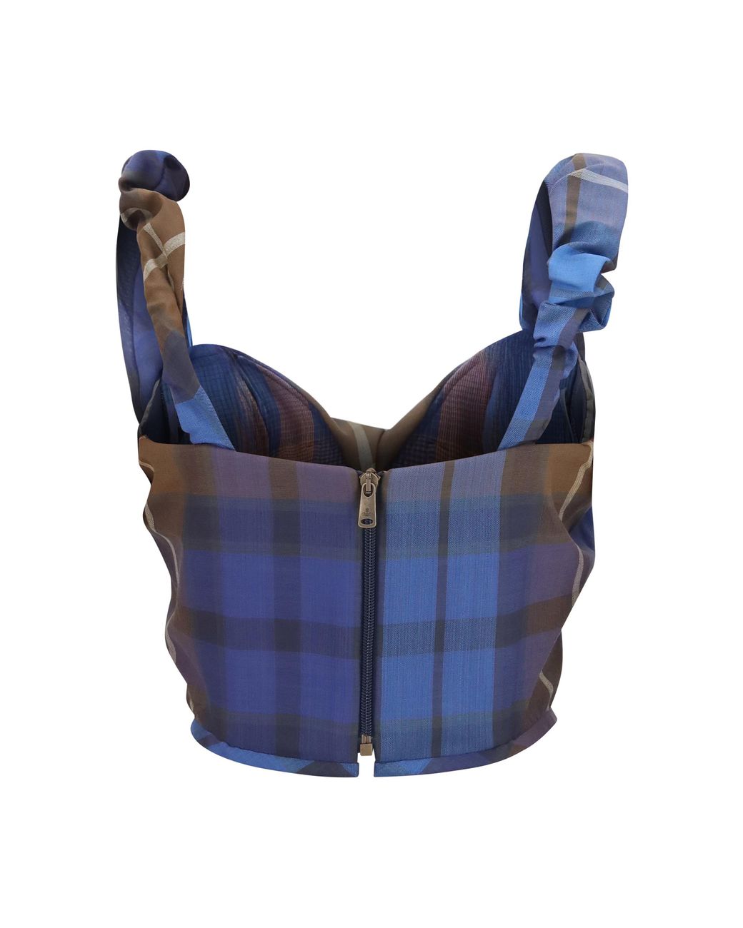 Vivienne Westwood Blue Checks Sweet Heart Neck Top