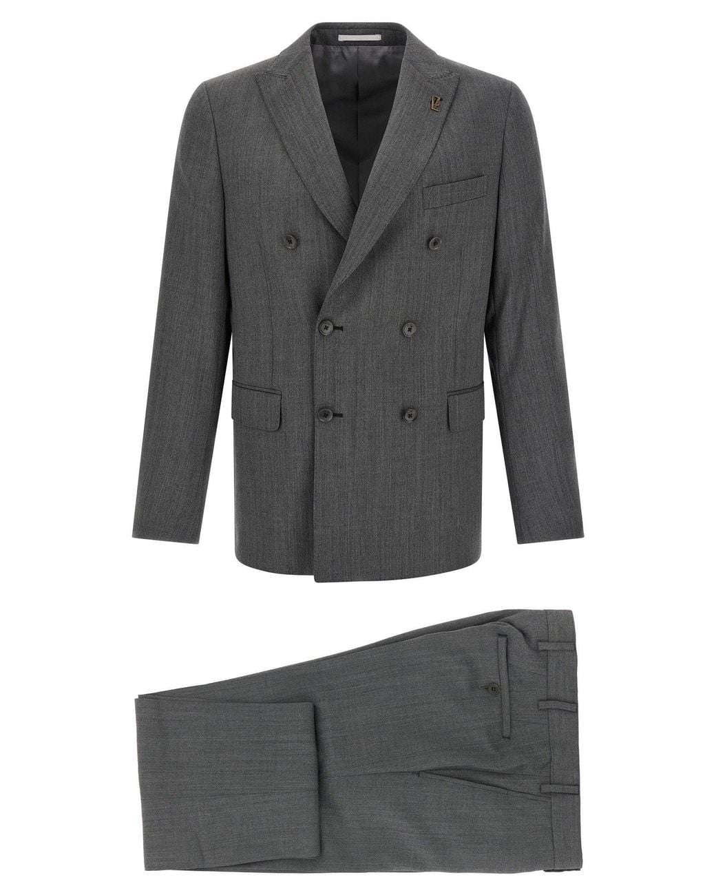 Pal Zileri Gray Double-Breasted Wool Suit