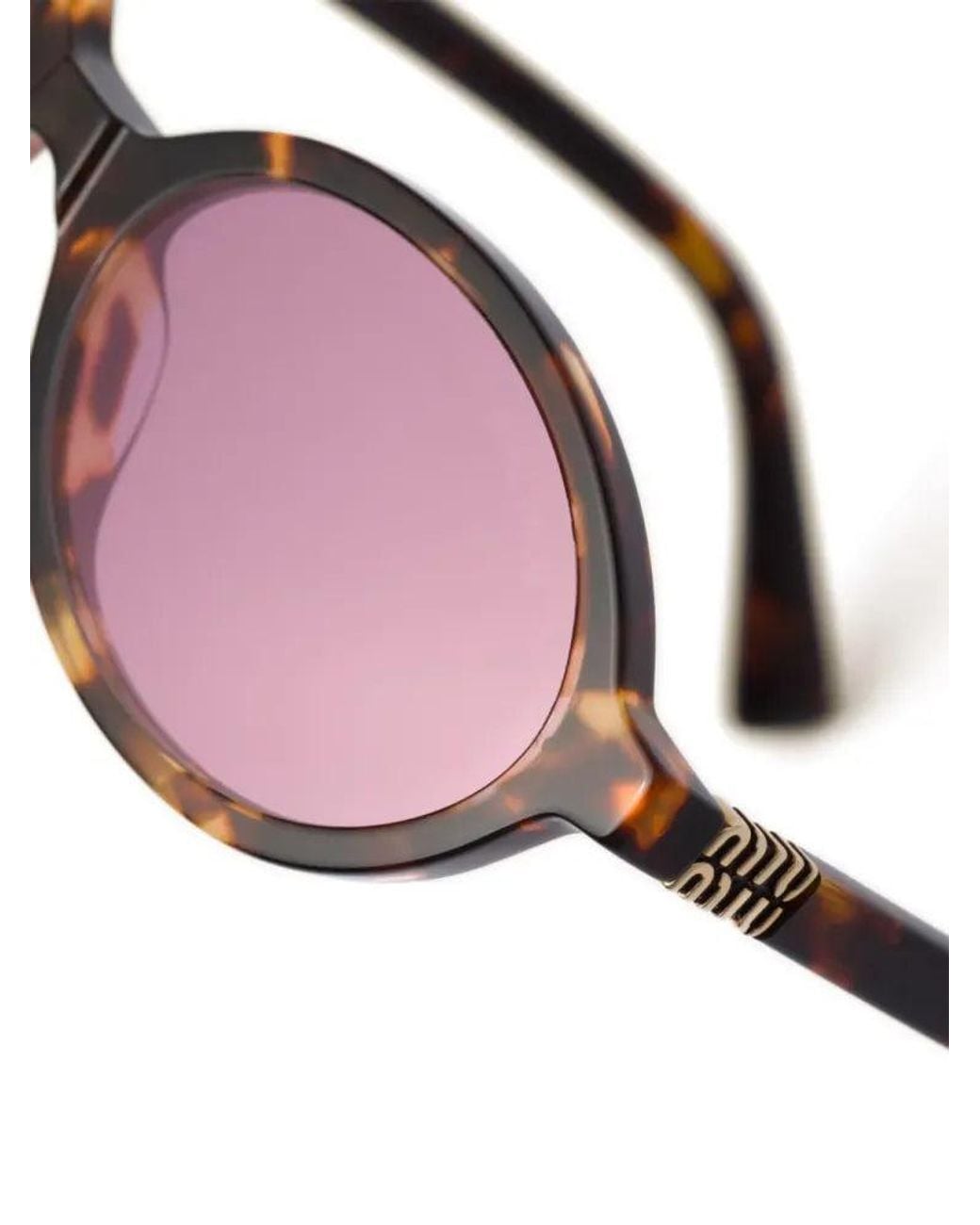 Miu Miu Pink Miu Miu Eyewear Smu04Zc050Evau Oval Frame Sunglasses