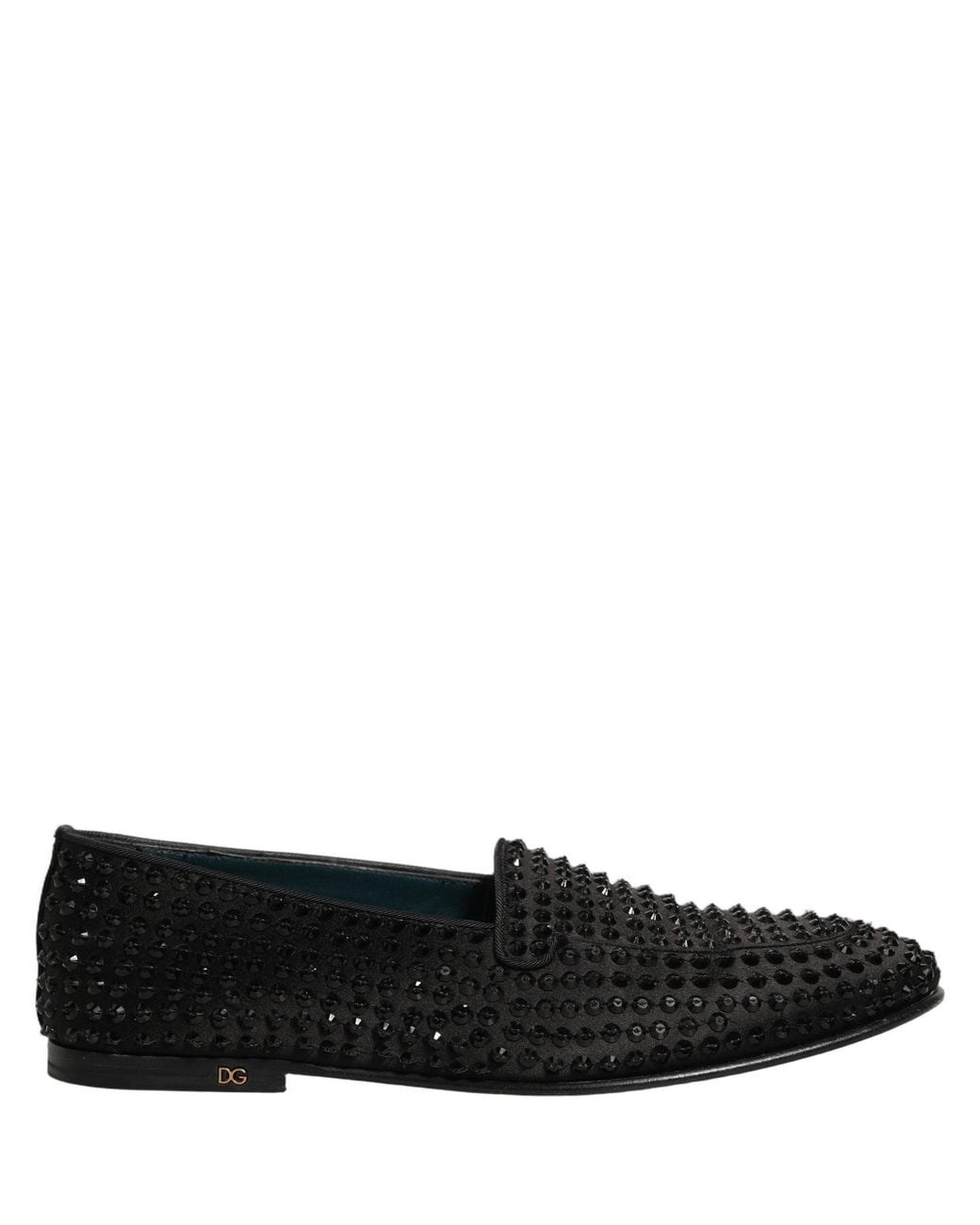 Dolce & Gabbana Black Dolce & Gabbana Rhinestone-Embellished Leather Loafer for men