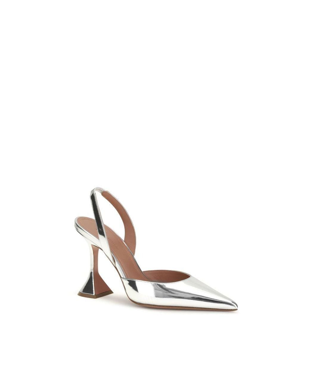AMINA MUADDI Metallic Silver Calf Leather Bos Taurus High Heel Pumps