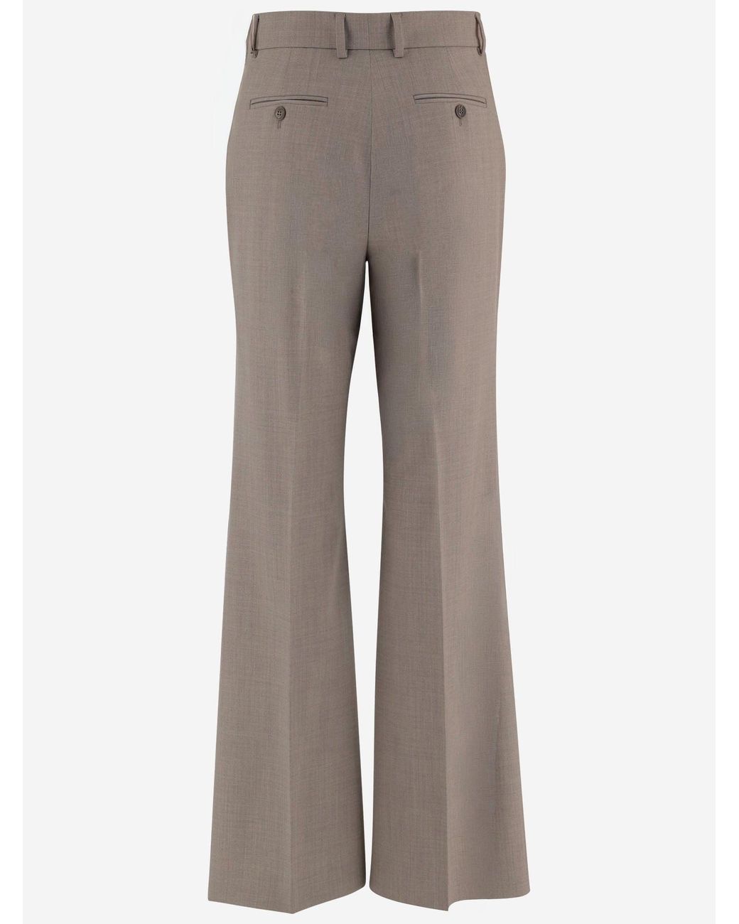 Ql2 Gray Trousers Wide-Leg Wool-Blend