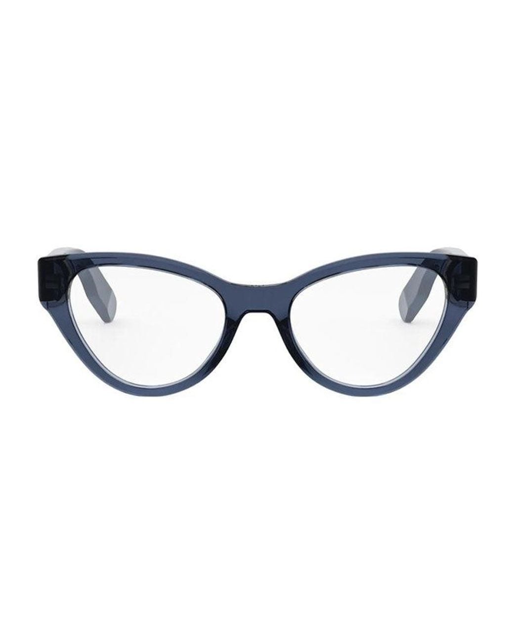 Dior Blue Eyeglasses Cat Eye Full Rim, Shiny Frame And Clear Demo Lens Lady95.22Ob1I4000