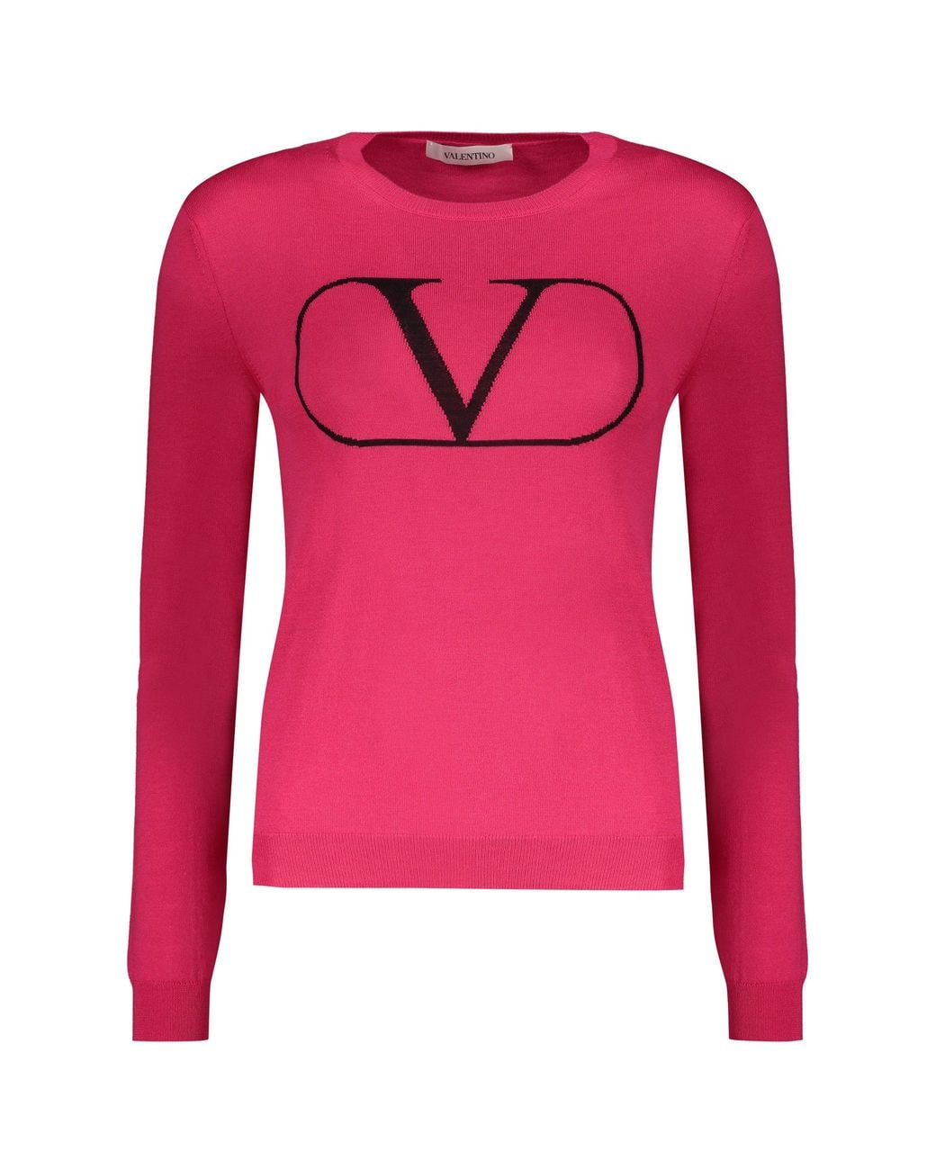 Valentino Pink Long Sleeve Crew-Neck Sweater