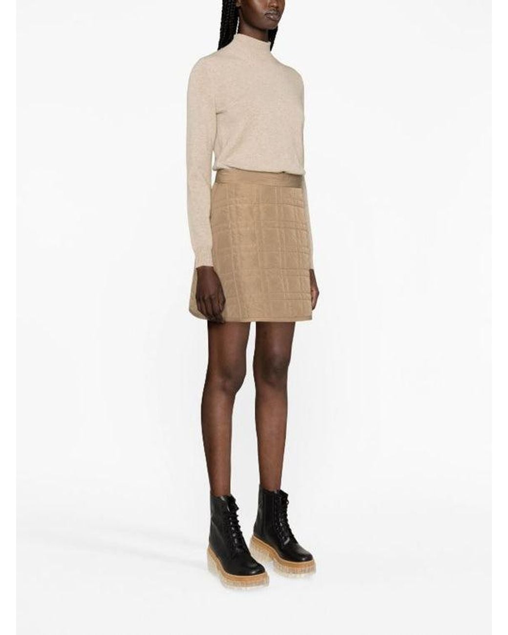 Brunello Cucinelli Natural Quilted A-Line Skirt