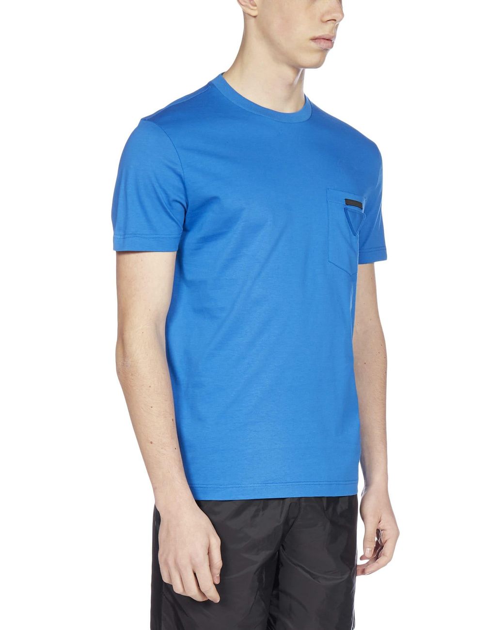 Tシャツ・カットソー PRADA LIGHT BLUE COTTON T-SHIRT WITH WEAR Prada Light blue cotton T-shirt with wear | TheDoubleF
