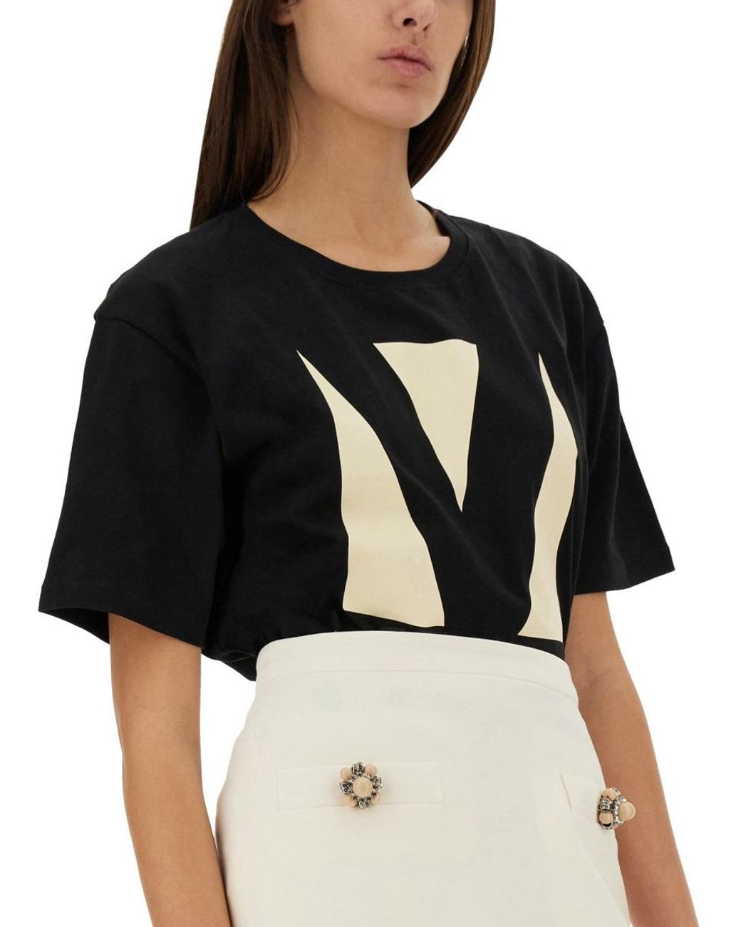 Valentino Black Chez Print T-Shirt Cotton T-Shirts