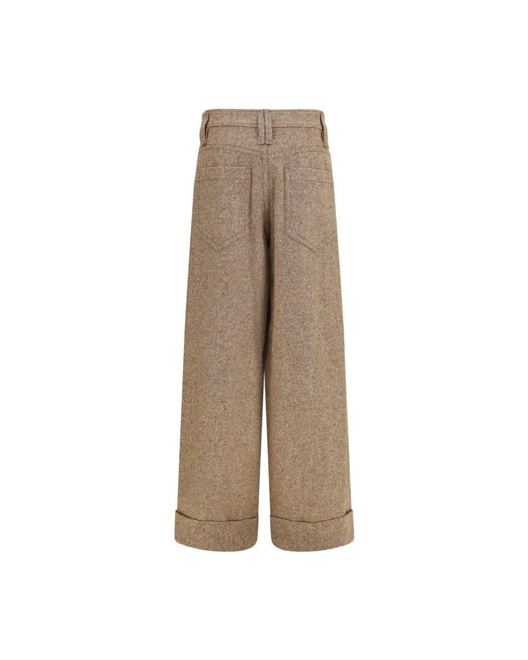 Brunello Cucinelli Natural Beige Wool Oves Aries Casual Pants