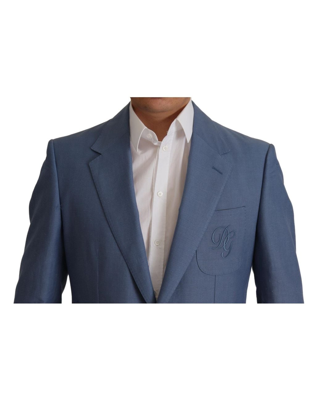 Dolce & Gabbana Blue Single Breasted Logo Blazer Jacket Linen for men