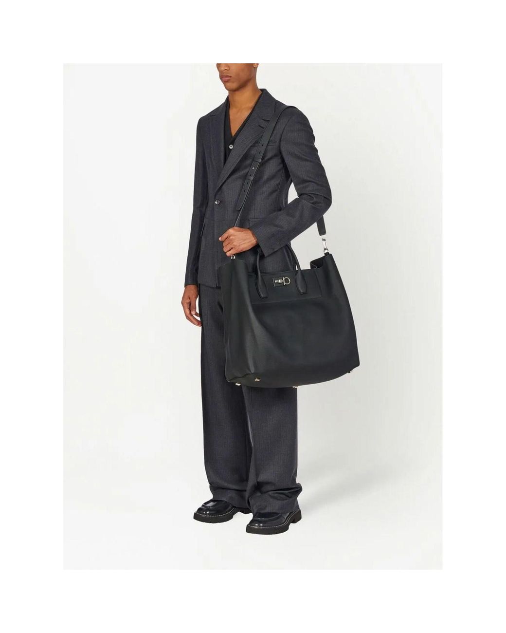Ferragamo Blue Gancini Studio Tote Bag for men