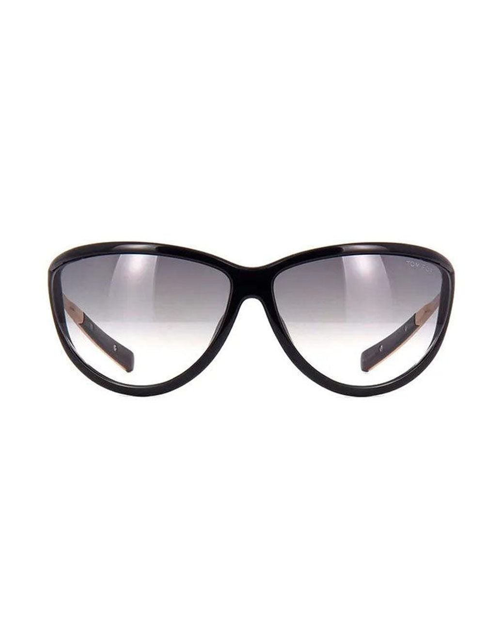 Tom Ford Black Sunglasses Cat Eye Full Rim, Shiny Frame And Smoke Gradient Lens Ft077001B