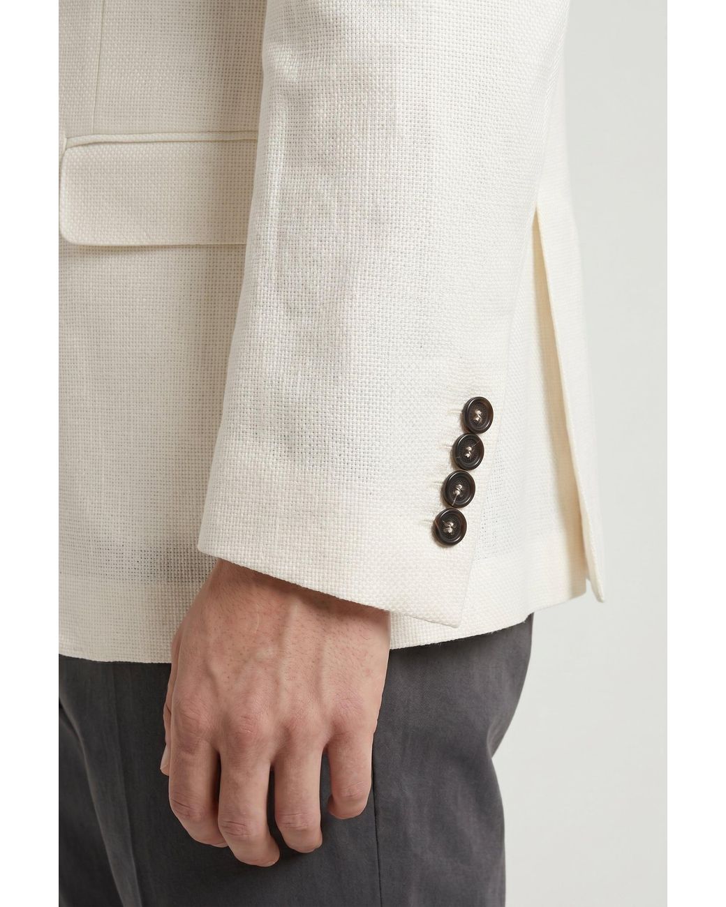 Brunello Cucinelli Natural Off Linen Silk Blazer for men