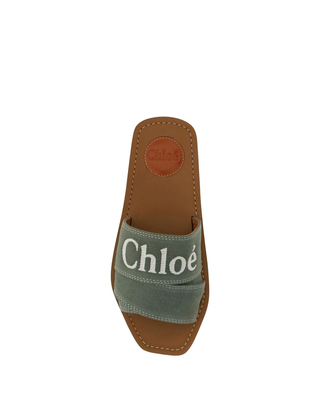 Chloé Green Forest Cotton Slides Woody Sandals