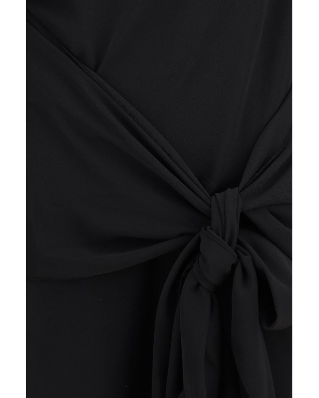Ganni Black Draped-Knot Crepe Mini Dress Recycled Polyester; Elastane