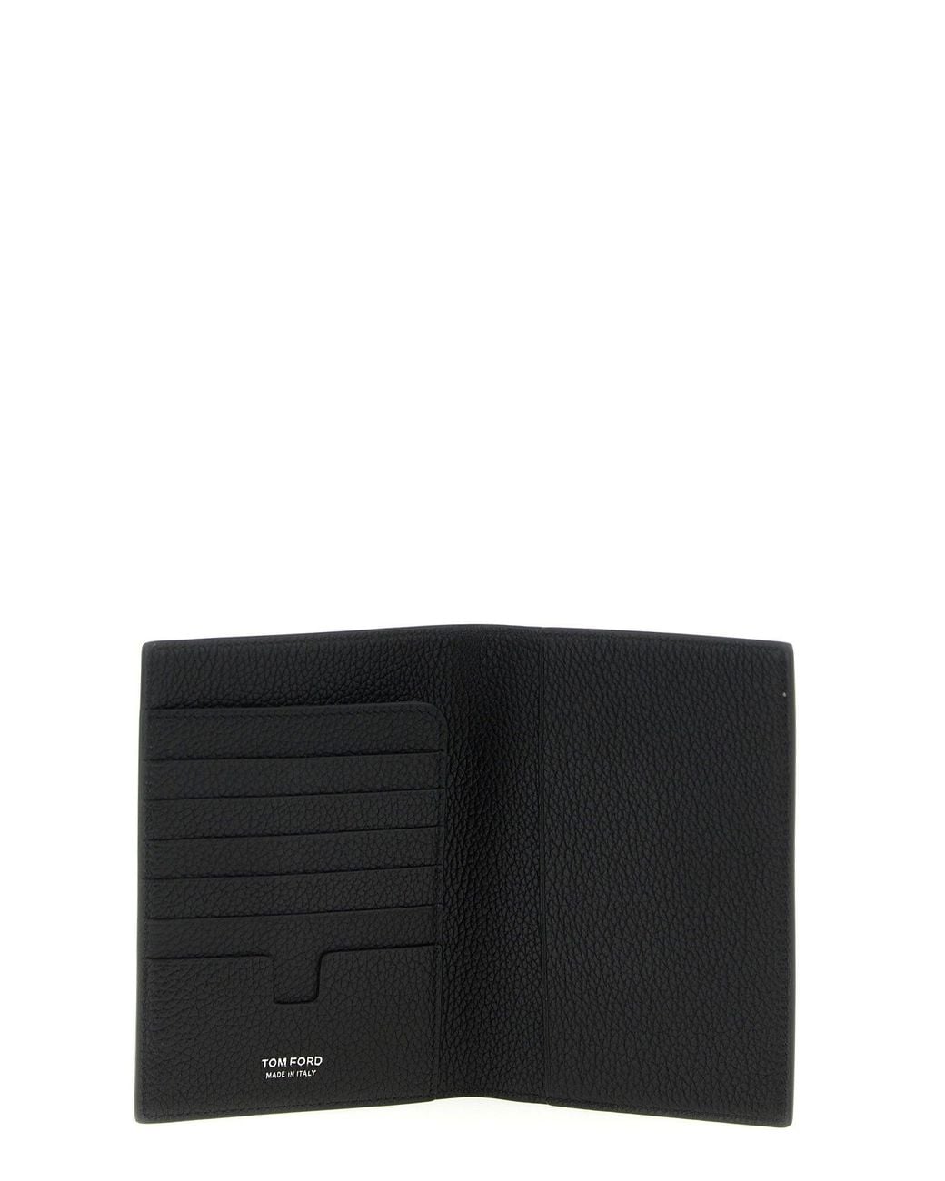 Tom Ford Black Hammered Leather Passport Holder
