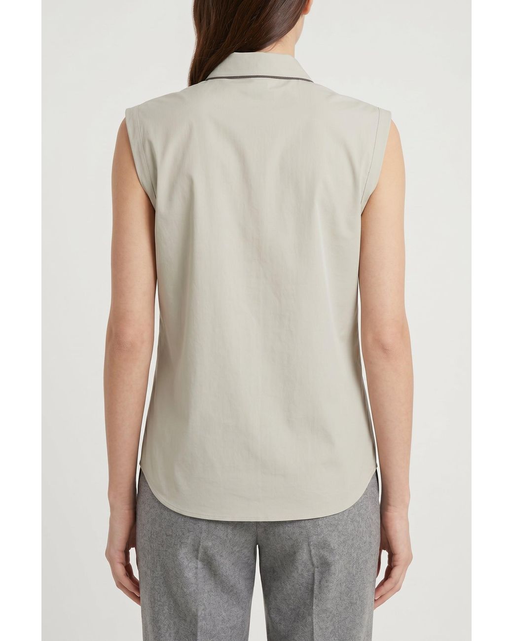 Brunello Cucinelli White Light Sleeveless Shirt
