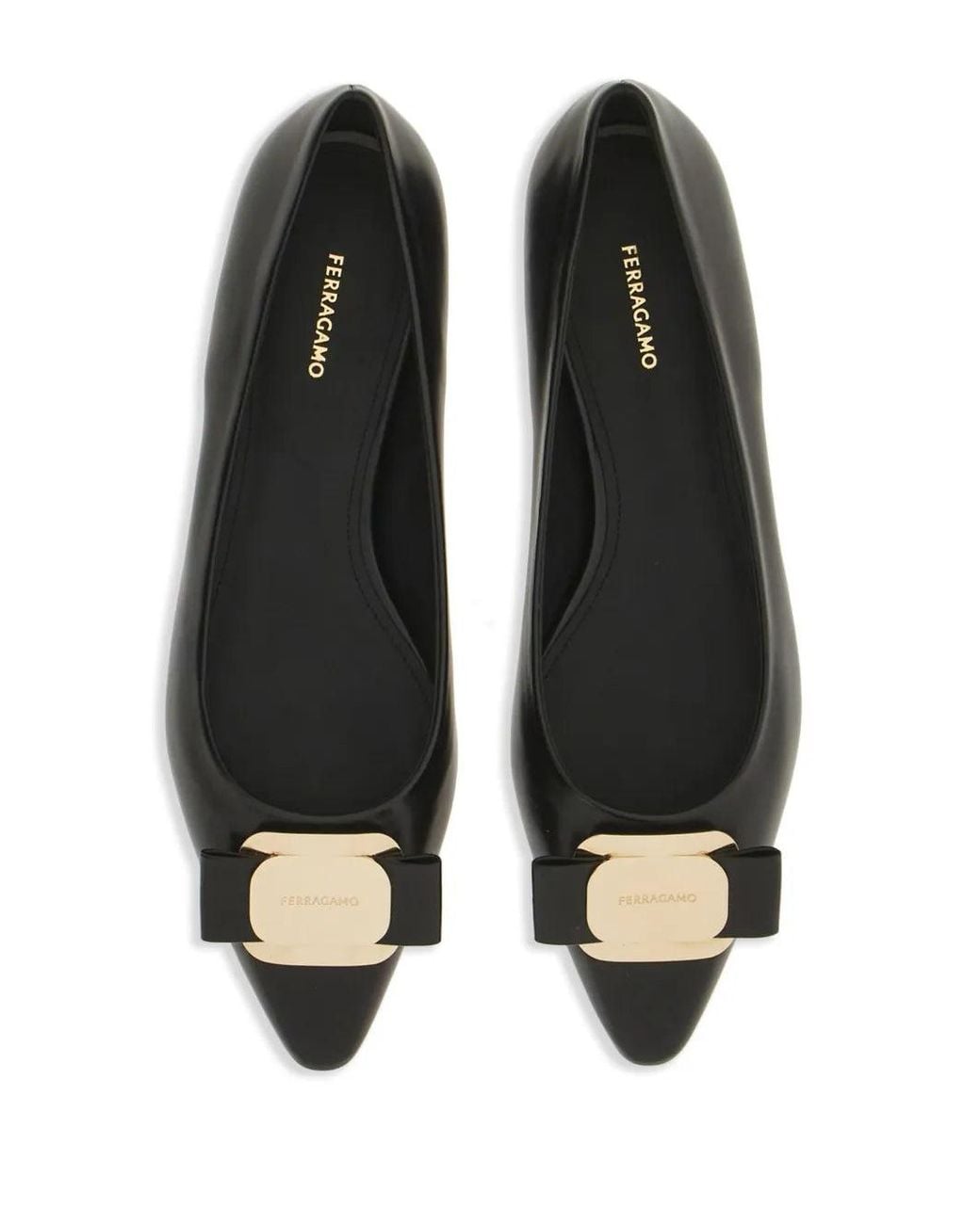 Ferragamo Black New Vara-Bow Lambskin Ballerina Shoes