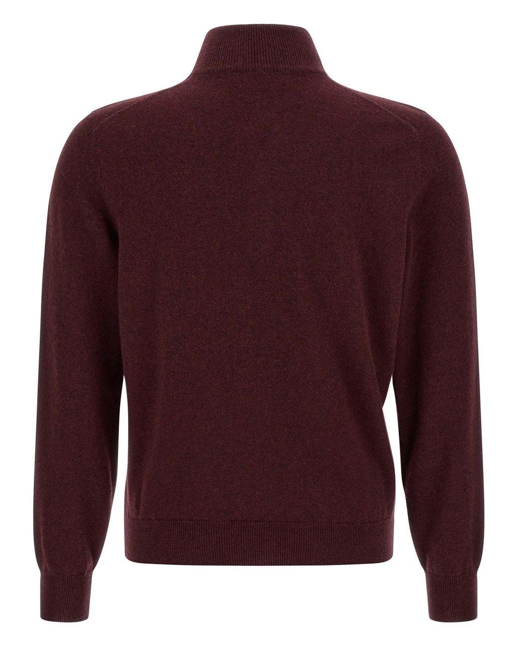 Brunello Cucinelli Red Brunello Cucinelli Cashmere Half-Zip Cardigan — Burgundy for men