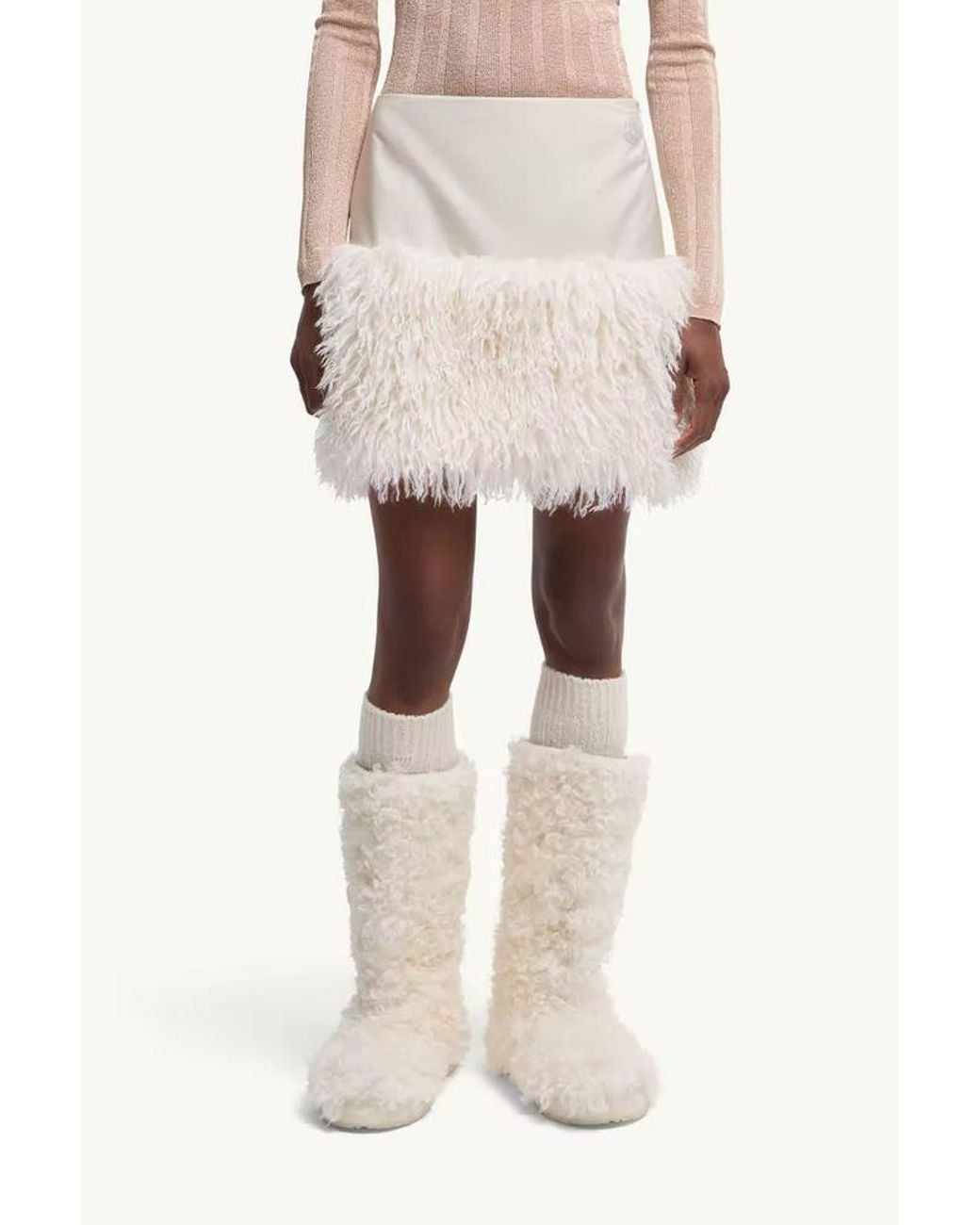 Moncler White Moncler Fringe-Trimmed Skirt