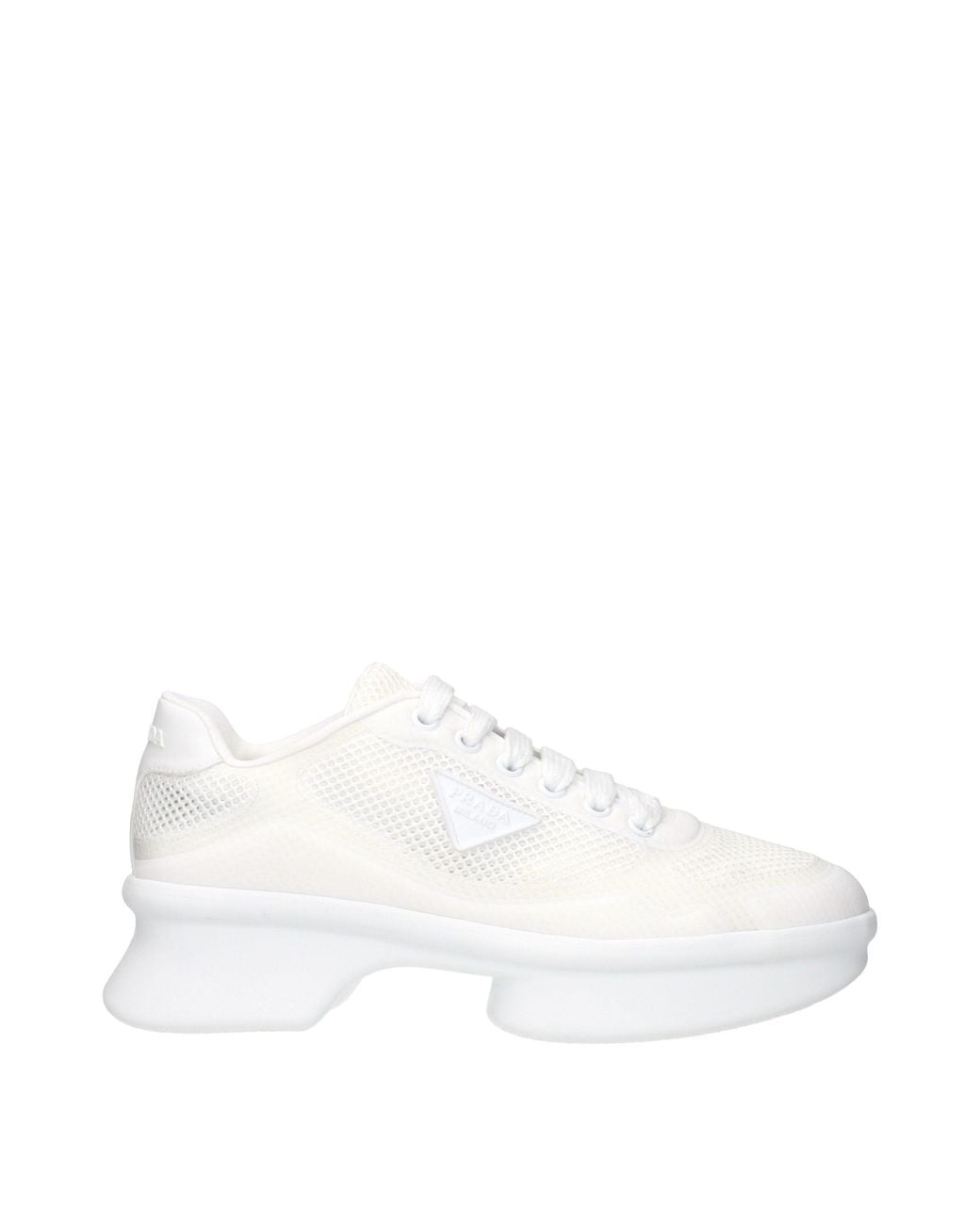 Prada White Fabric And Mesh Low-Top Sneaker