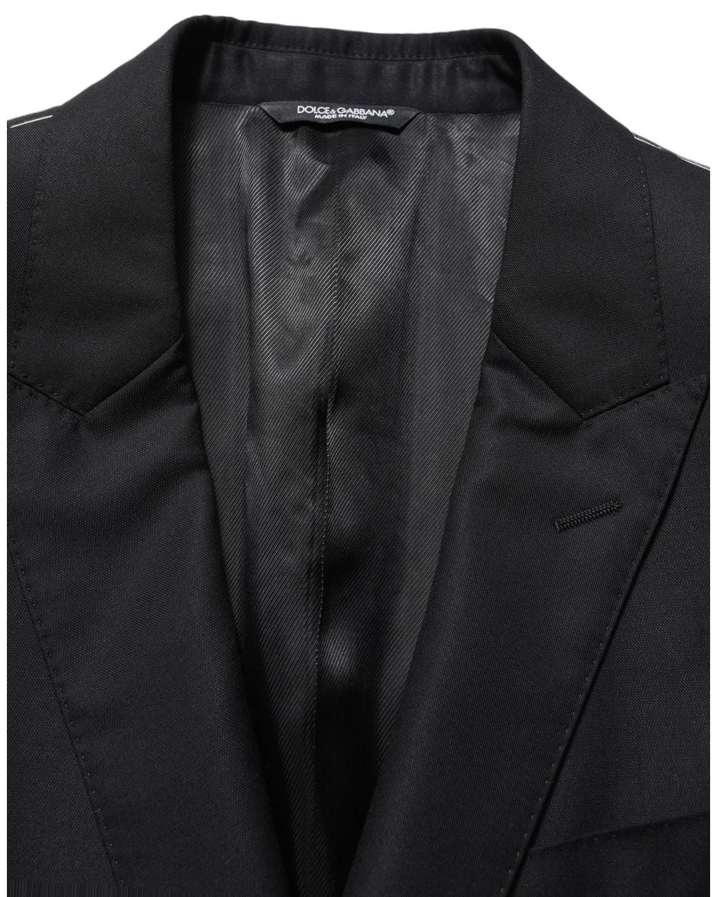 Dolce & Gabbana Black Wool Single Breasted Blazer Jacket Virgin Silk Clothing for men