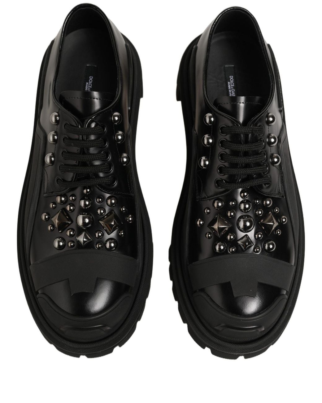 Dolce & Gabbana Black Calfskin Leather Trekking Derby Shoes Calf for men