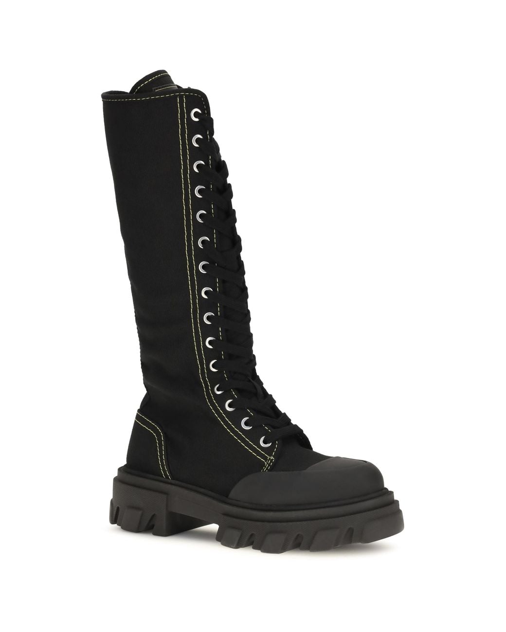 Ganni Black Trail Boots Tall Upper: Cotton; Sole: Rubber Flat Shoes