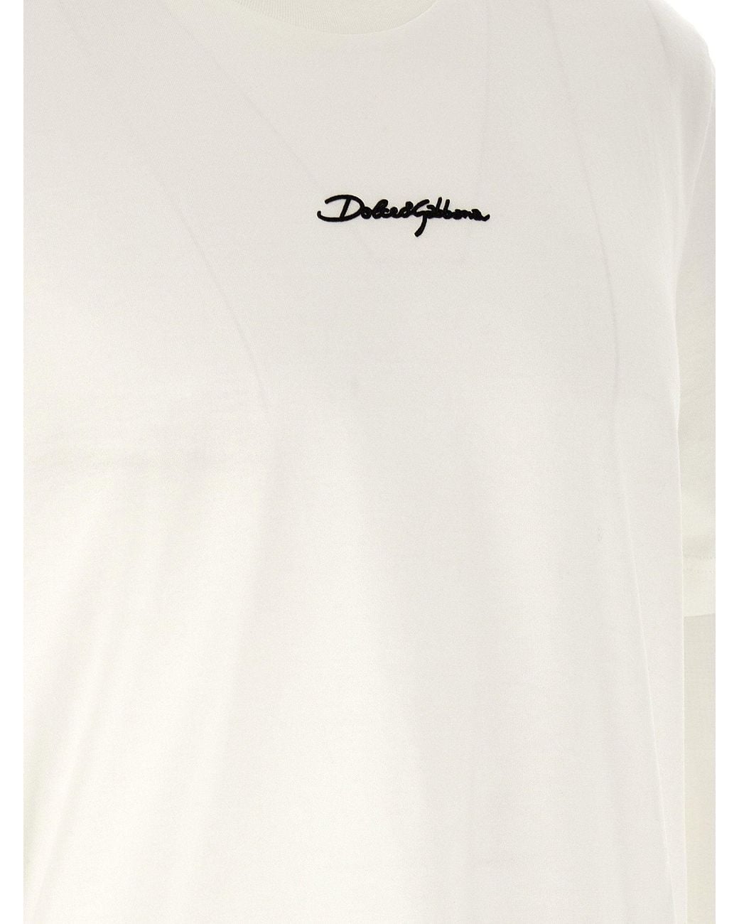 Dolce & Gabbana White Dolce & Gabbana Logo-Embroidered T-Shirt for men