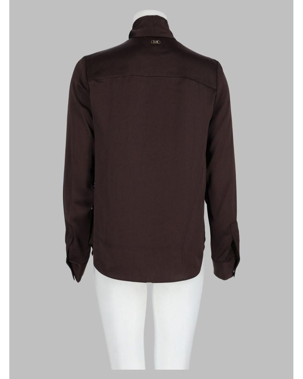MICHAEL Michael Kors Black Satin Bow Shirt Polyester