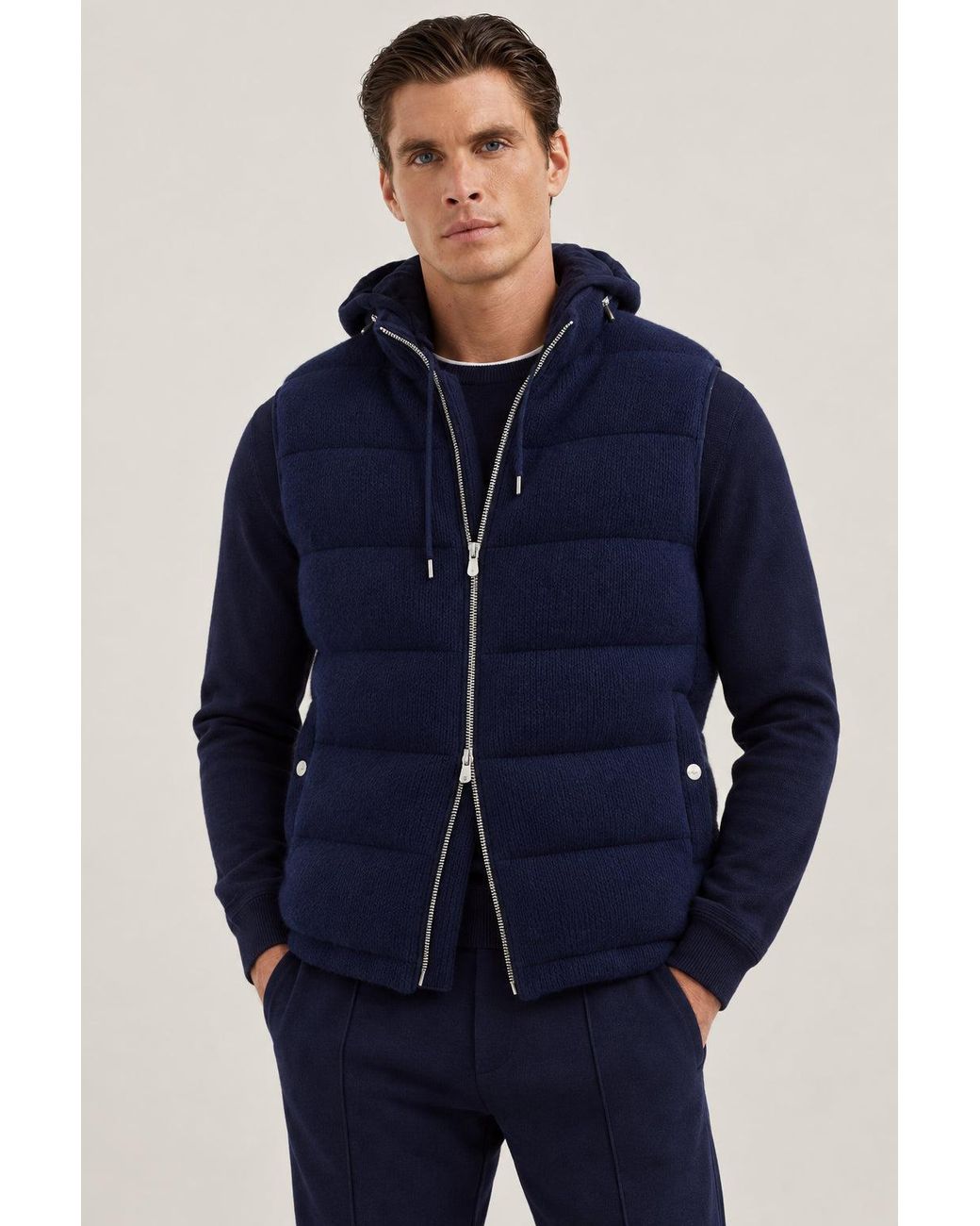 Brunello Cucinelli Blue Wool Jacket Clothing for men