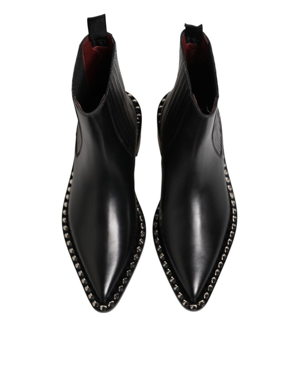Dolce & Gabbana Black Studded Chelsea Short Ankle Boots Shoes Pl+Vi+66Lf for men