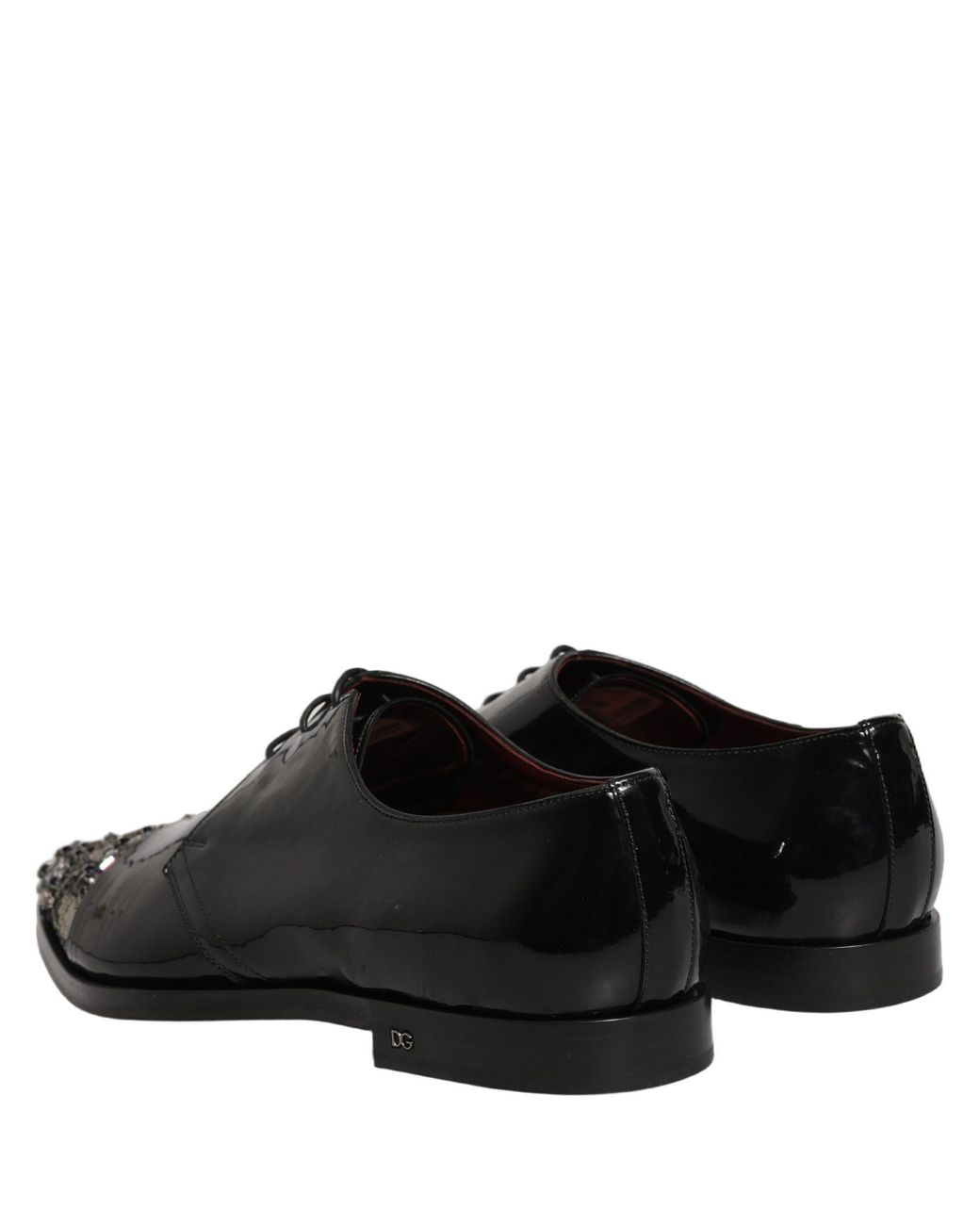 Dolce & Gabbana Black Embellished Derby Dress Formal Shoes Leather for men