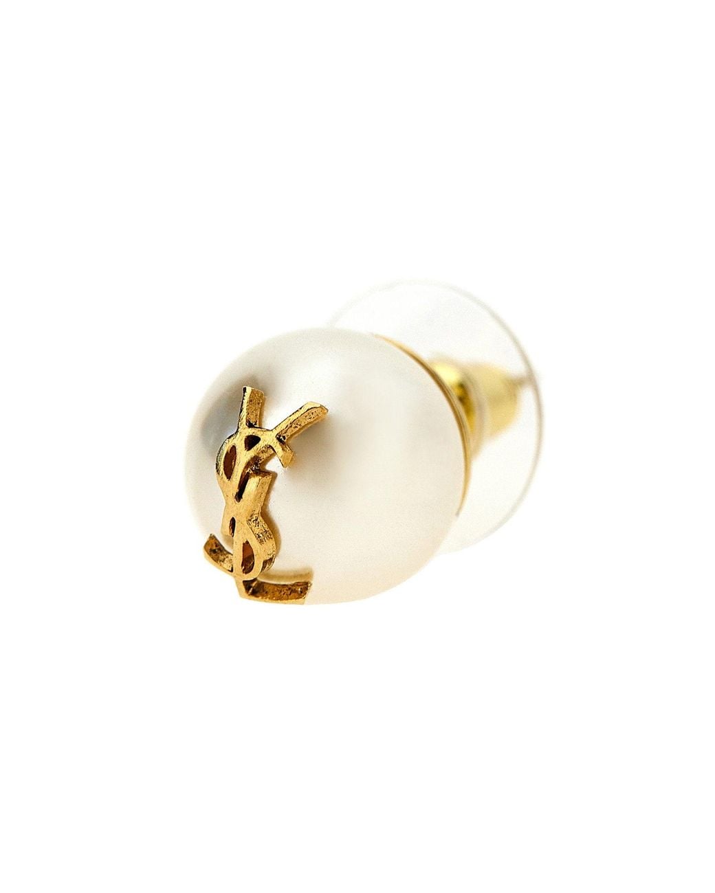 Saint Laurent Metallic With Logo Stud Earrings