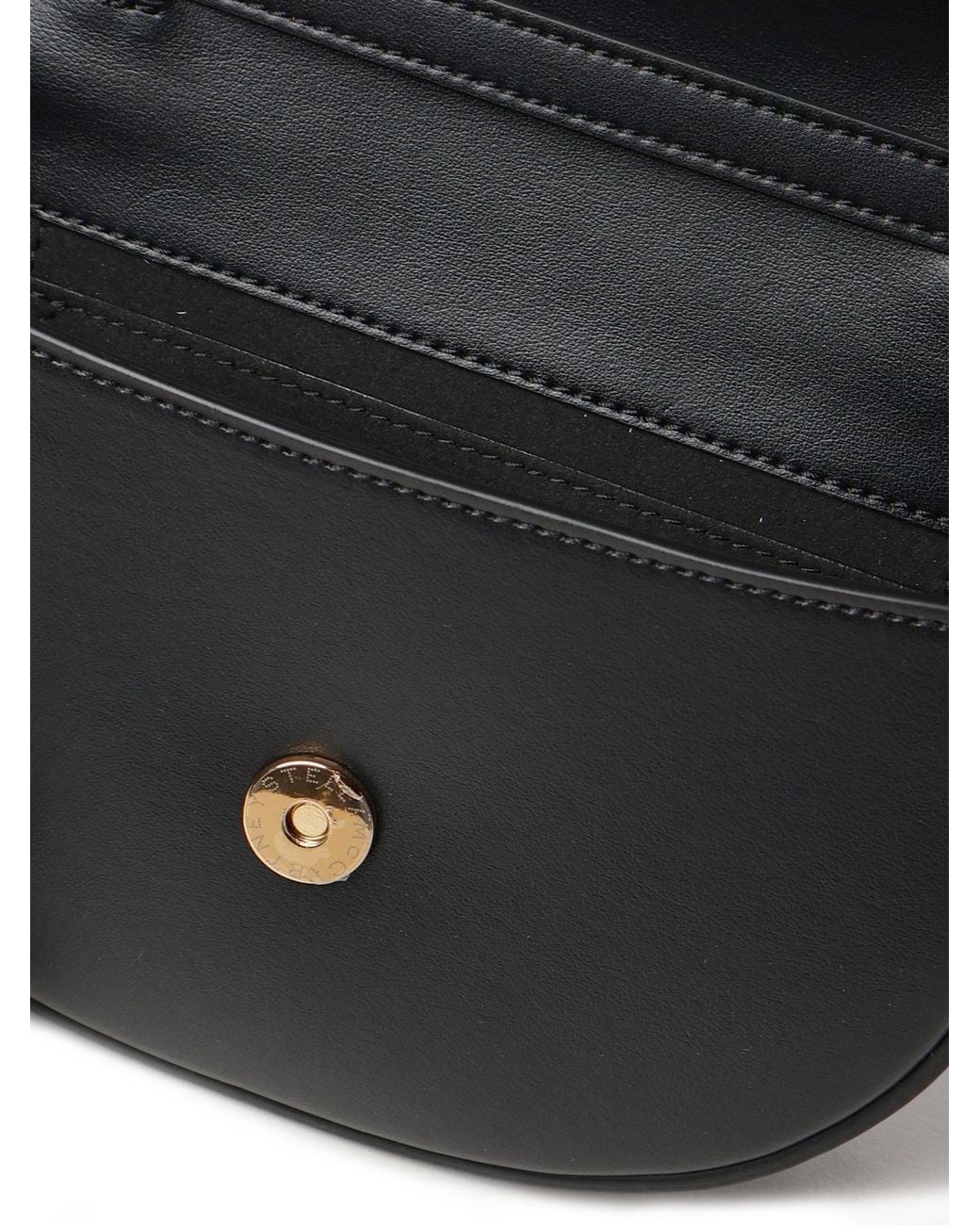 Stella McCartney Black Frayme Overstitched Small Shoulder Bag