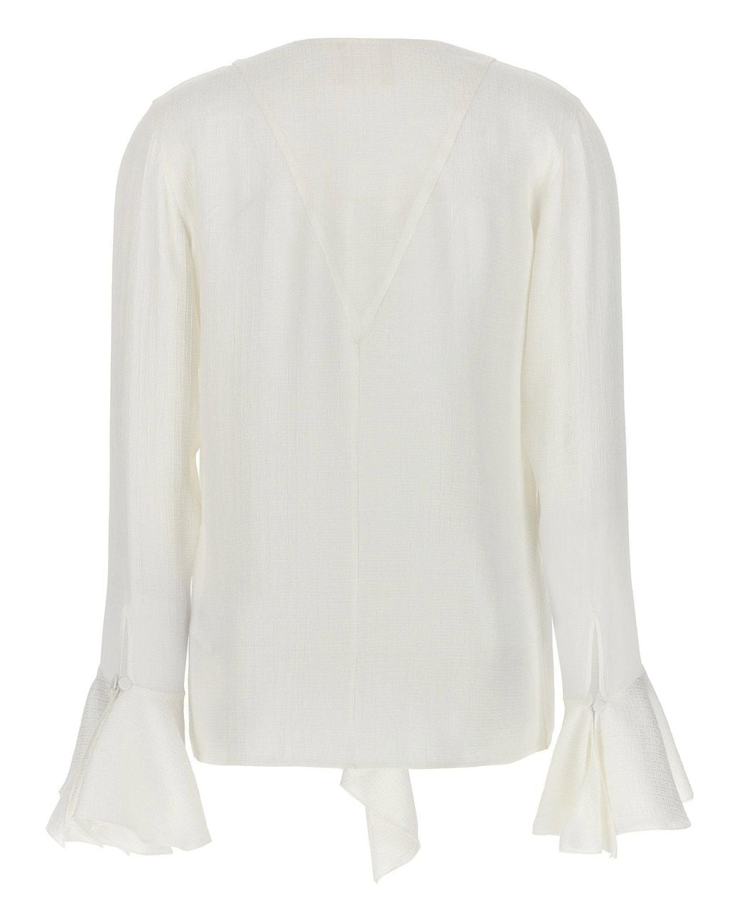 Givenchy White Ruffled Silk Blouse