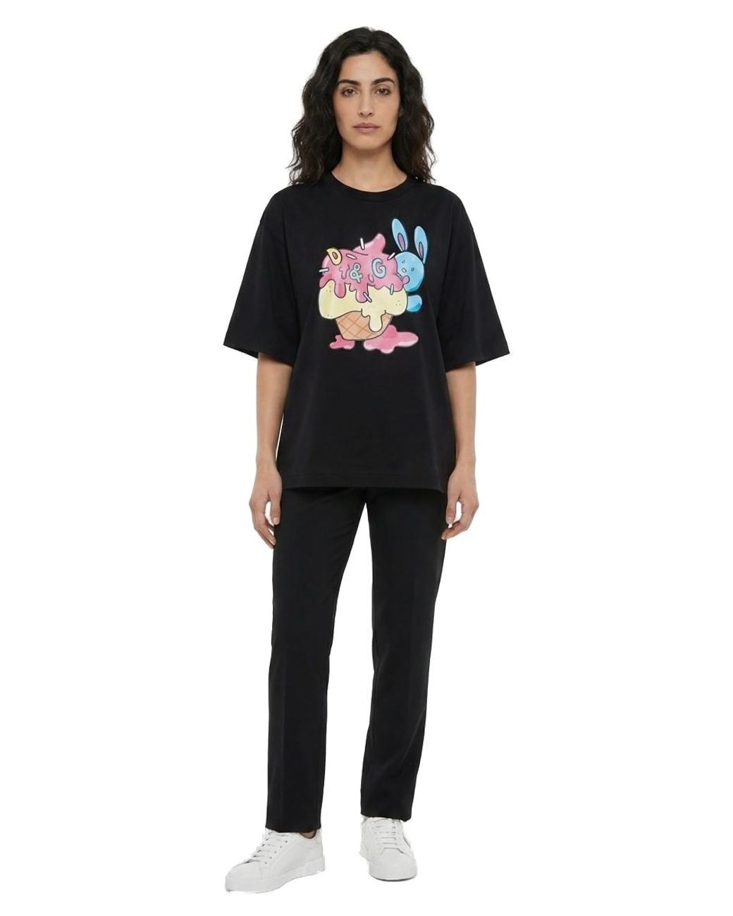 Dolce & Gabbana Black Dolce & Gabbana Graphic Print Cotton T-Shirt