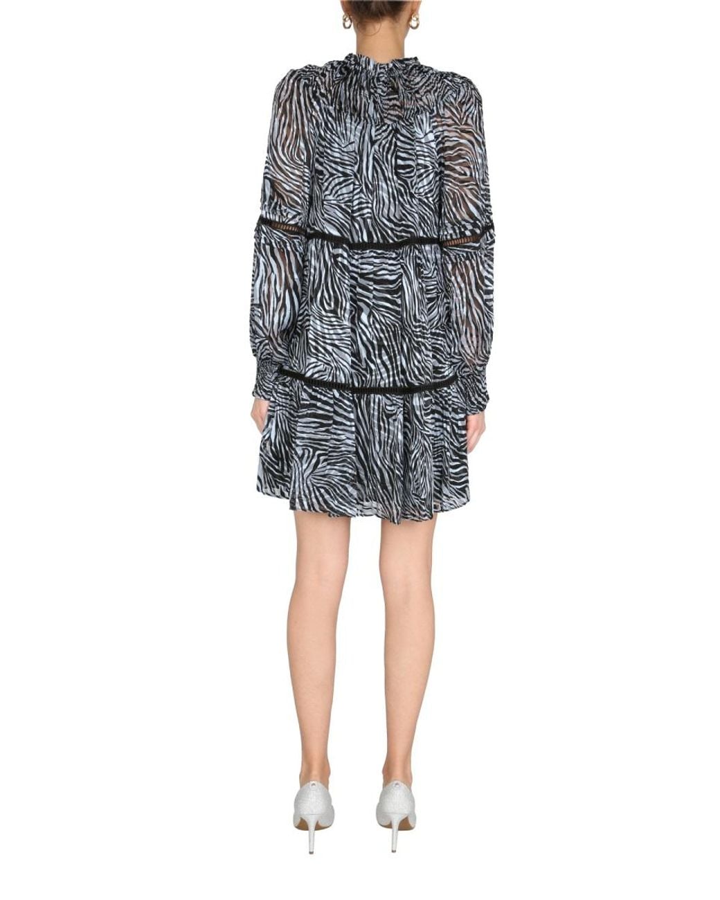 MICHAEL Michael Kors Blue Flounce Dress Silk Viscose