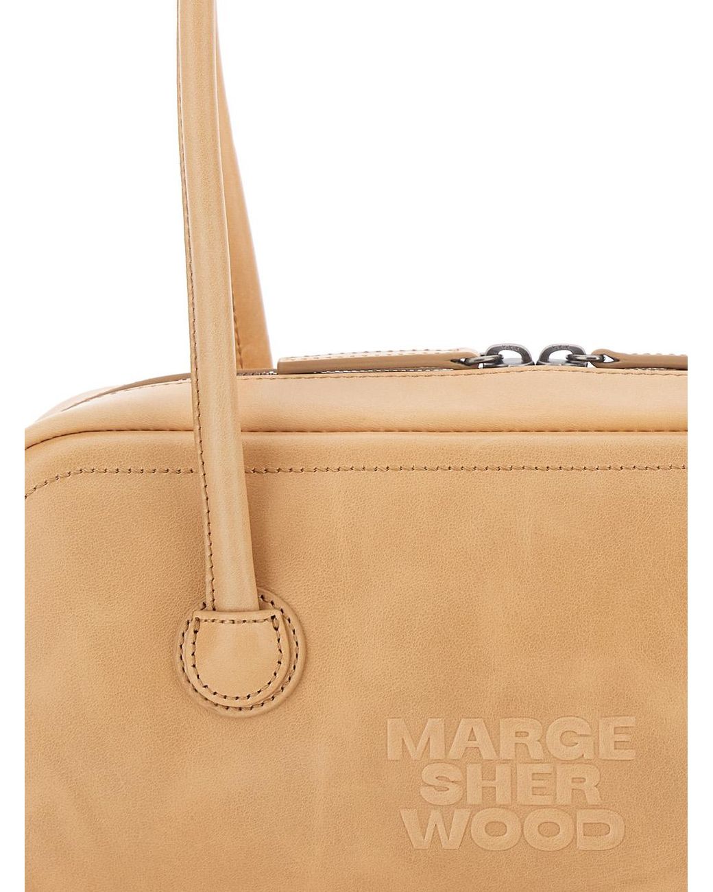 MARGE SHERWOOD Natural Shoulder Bag Soft Boston Ew With Elegant Leather Details Cow