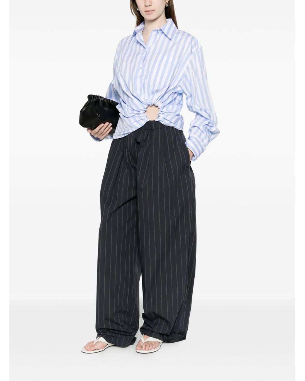 Sportmax Blue Striped Cotton Shirt
