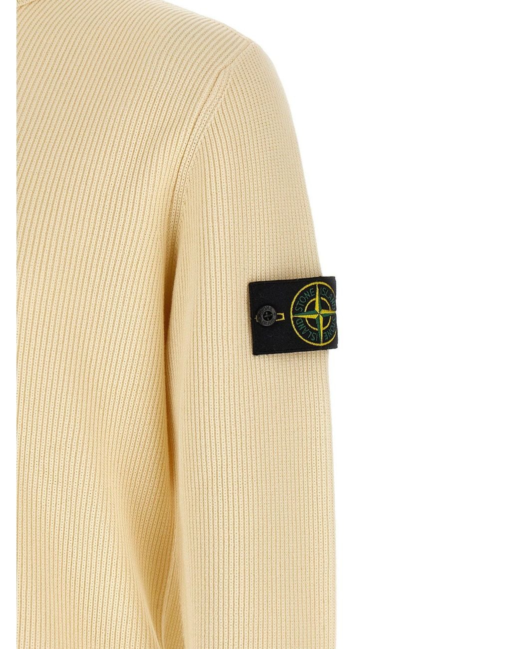 Stone Island Natural Ribbed Cotton Sweater for men