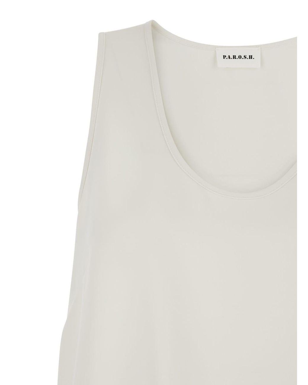 P.A.R.O.S.H. White Sleeveless Top With Round Neck