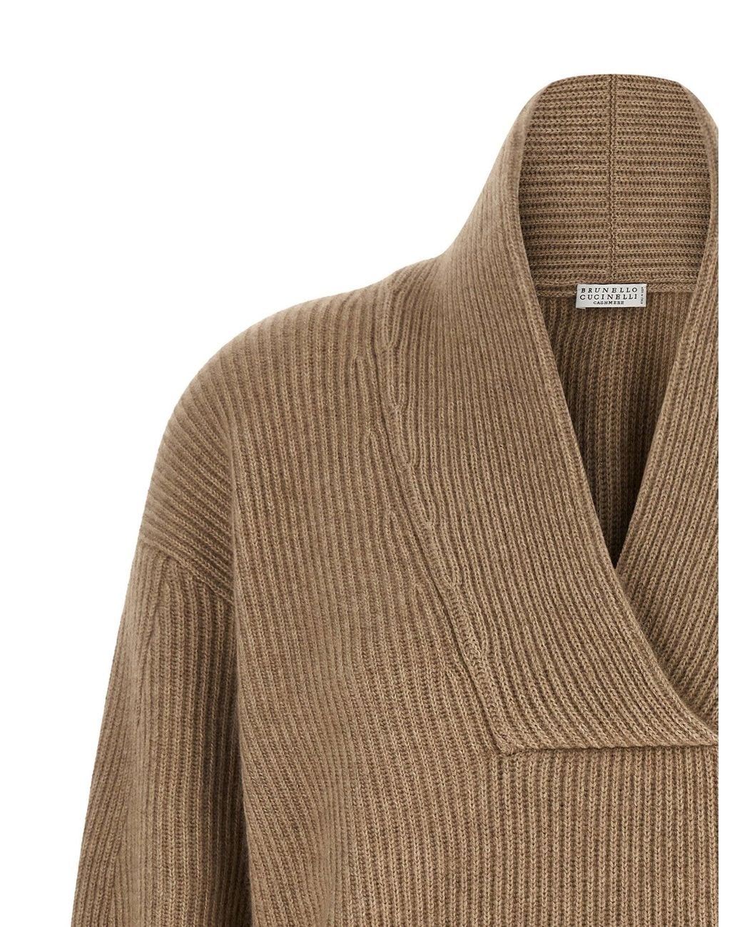 Brunello Cucinelli Natural English Rib Cashmere Sweater