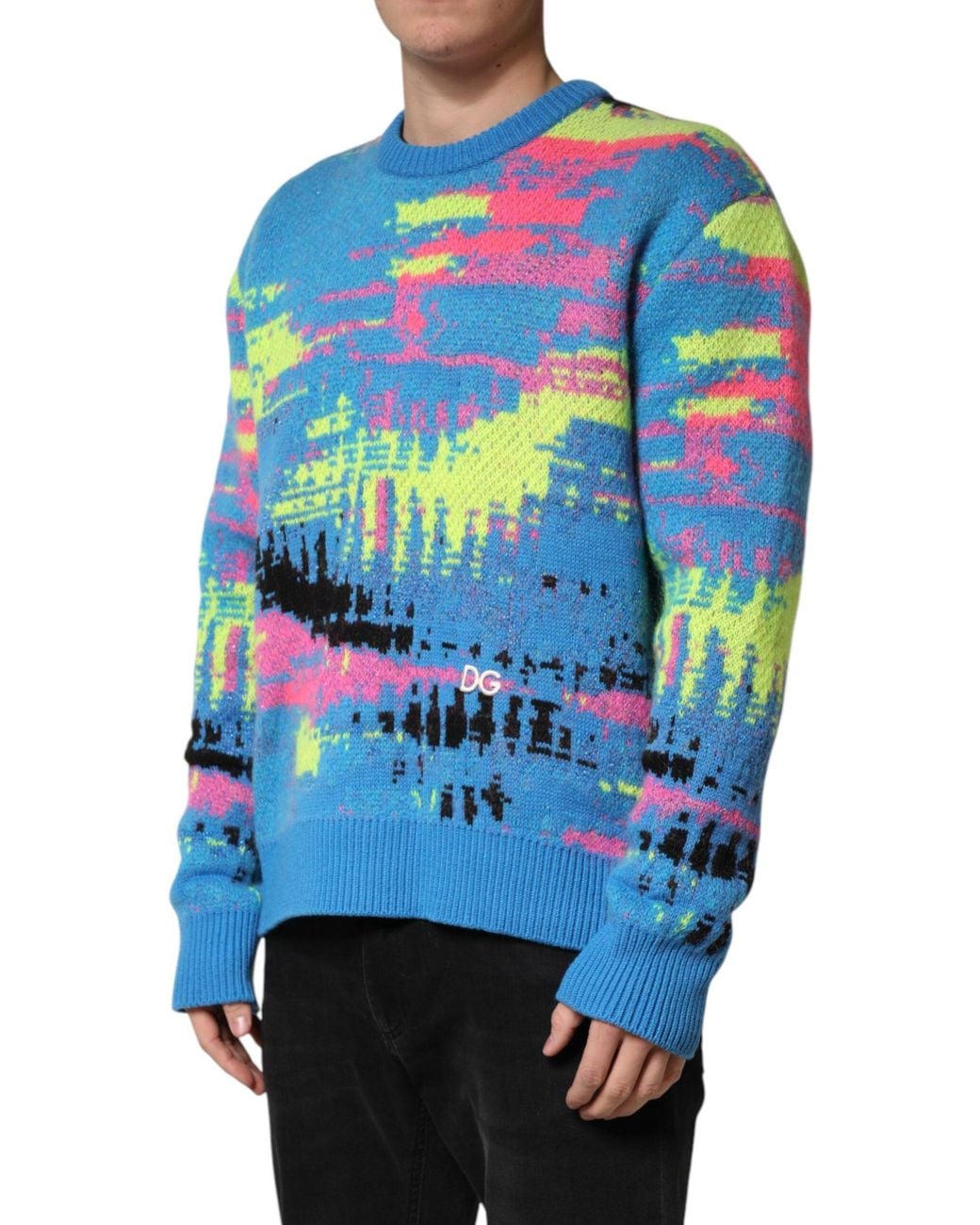 Dolce & Gabbana Blue Crew Neck Pullover Sweater Clothing for men