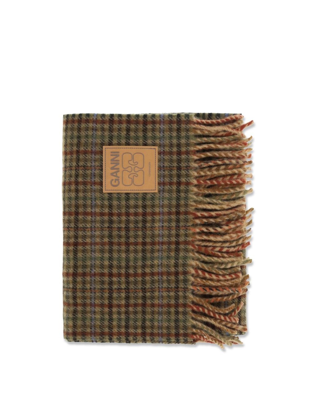 Ganni Multicolor Small Check Wool Scarf Ovis Aries Scarfs