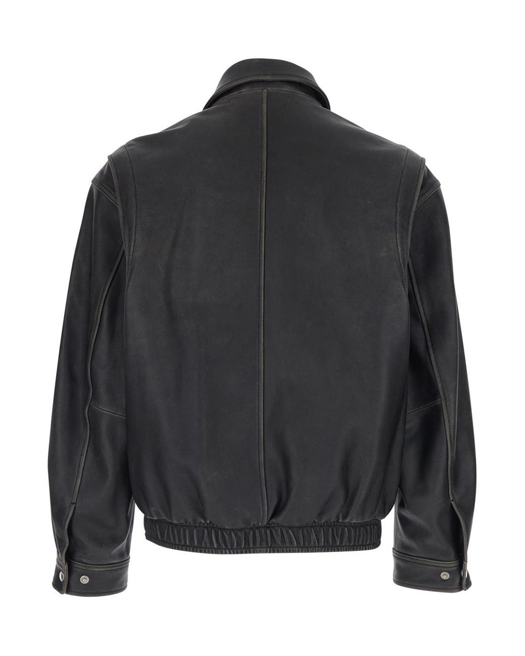 DUNST Jacket Udju6A105G3Brushedblack With Classic Collar And Leather Zip Closure For Lamb Outerwear for men